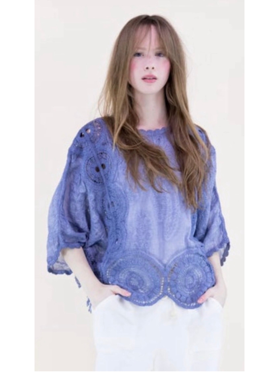 Ordinary USA Tops - Women's Ordinary USA Denim Blue Crochet Chic Kimino One Size